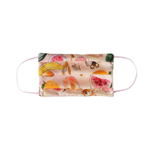CODELLO Damen Gesichtsmaske | Mund-Nasen-Maske mit Früchtemotiven aus Seide, Pink, EinheitsGröße
