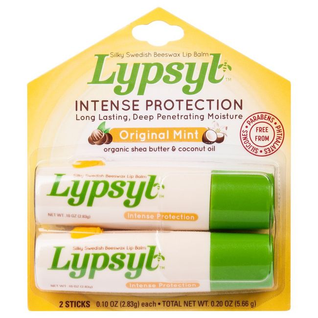 Original Mint Lip Balm, Intense Protection Lip Moisturizer Twin Pack, 2 x .10 oz