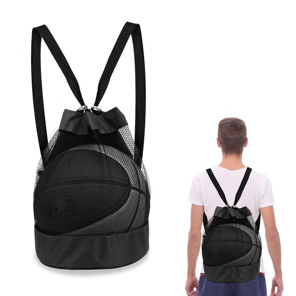 Bewudy Ballnetz Ballsack, Basketball Tasche, Rucksack Tragbare Ballnetz Mehrzweck Sport Netztasche Mesh Strandtasche Gym Sack Ballnetz für Fußball Basketball Tennis Volleyball Rugbyball