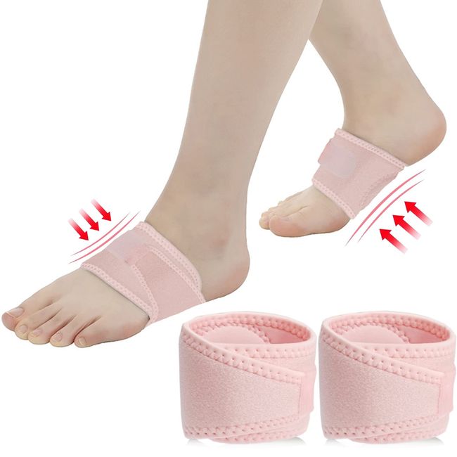 Arch Supporter, Foot Arch Supporter, Velcro Included, Size Adjustment Insole, Shock Absorption, Standing Work, Running, Mountain Climbing, Commuting, Walking, Unisex, Left and Right… (Pink)
