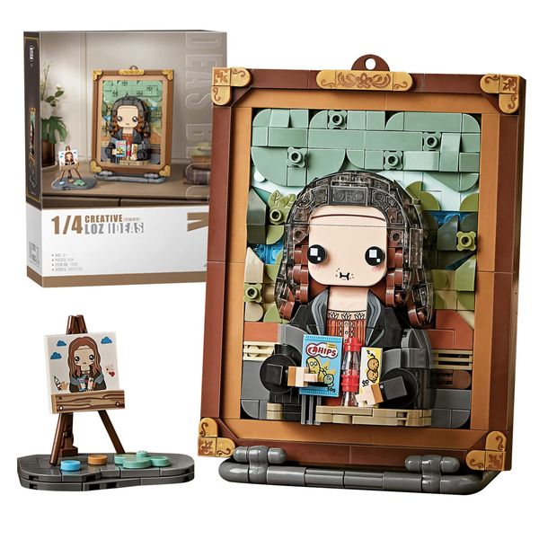 MEIEST Mini Building Blocks Cute 3D Painting Model Set,Simulation Particle Stereograph Collection Construction Building Bricks Toy,Home Decor,14+(Mona Lisa)