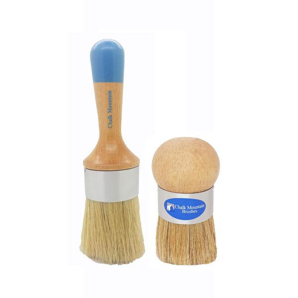 Ergonomic Palm & Large Round Multipurpose Wax Paint & Wax Brush - 2 Pack