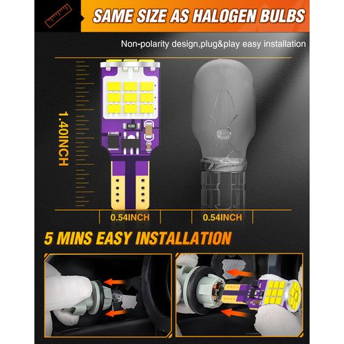 Nilight 921 LED Bulb for Reverse/Back up Light,6500K Xenon White 912 T15 906 922 W16W Bulbs,Super Bright 3020 27SMD Replacement for Car/Trunk,2 PCS