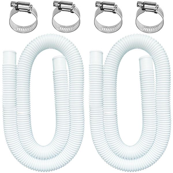 Pool Hoses for Above Ground Pools, 2 Pack 1.25" Diameter Accessory Pool Pump Replacement Hose 59" Long - Filter Pump Hose With 4 Metal Clamps (2 Pack)