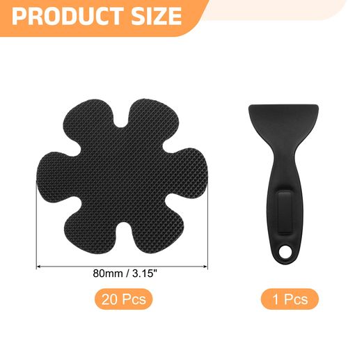 uxcell 20pcs Non-Slip Bathtub Stickers, Anti-Slip Shower Stickers Showers Treads Marble Flower Shaped Appliques with Scraper for Bath Tub Shower Stairs, Black