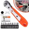 Ratcheting Right Angle Screwdriver Hex Drive 90 Degree Offset+10pc Bit Set T20