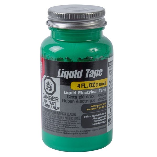 Liquid Electrical Tape, Waterproof, Green, 4-oz.
