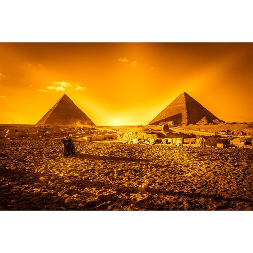 Pyramids Aquarium Background Orange Desert Sunrise Pyramids Panorama Terrarium Background Natural Desert Landscape Camel Theme Fish Tank Background The Great Pyramids Reptile Background 48x24in