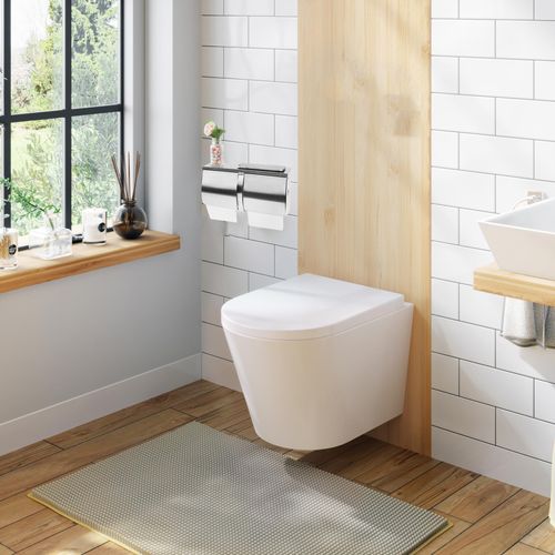 Desyeryamimi Double Roll Toilet Paper Holder Dispenser with Shelf Storage-Commercial 2-Roll Side by Side Stainless Steel Toilet Tissue Holder/Dispenser Wall Mount for Bathroom/Restroom-Brushed Finish