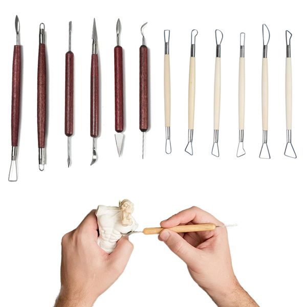 12Pcs Sculpting Tools, Clay Sculpting Modelling Tools Clay Air Drying Tools for Carving Art Crafts, Air Dry Clay Tool Set for Adults Kids Pottery Craft Baking, DIY Clay Carving Set