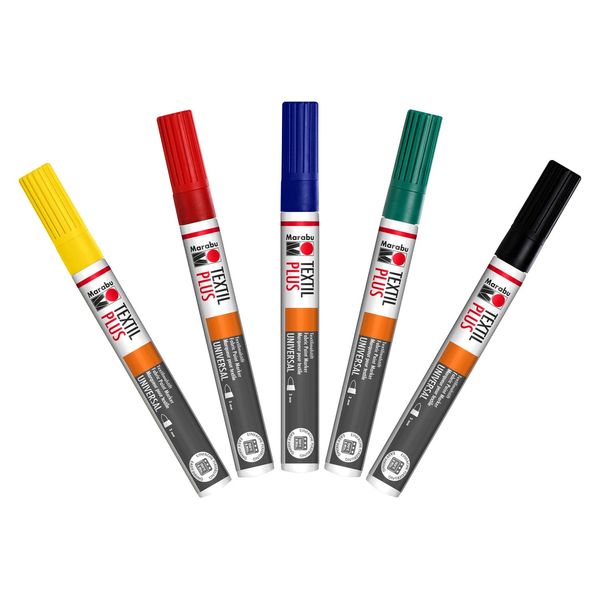 Marabu Textil Plus Painter Pen (3mm Tip) - Assortment (Pack of 5)