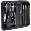 Clauss Manicure Case Real Leather, Black - 10-Part