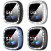 Diruite 4-Pack Cover for Fitbit Versa 4/Sense 2 Screen Protector Case,HD Shockproof Soft TPU Full Protection Scratch-Resistant,Diamonds，Black&Silver&Blue&Clear