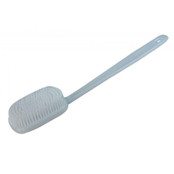 Vision4ever 1x Long Handled White Plastic Bath Shower Body Scrubbing Exfoliating Brush
