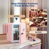 4L 6 Can Portable Mini Fridge Compact Cooler & Warmer with window Pink