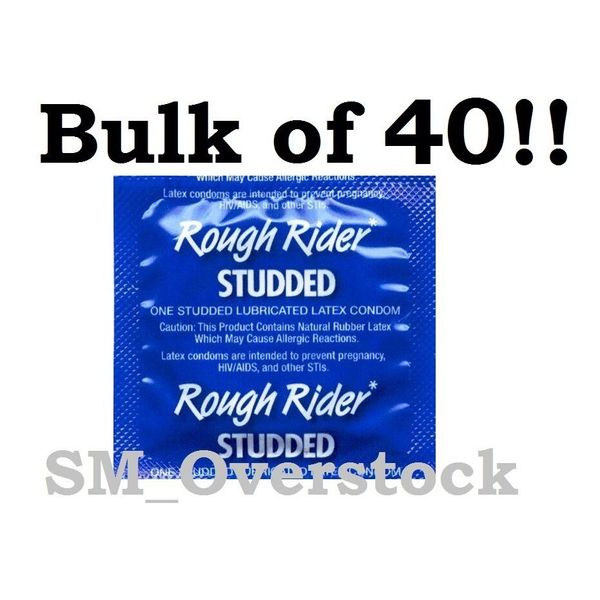 Lifestyles ROUGH RIDER STUDDED Condoms, Lubricated Latex Condom, Pack of 40!