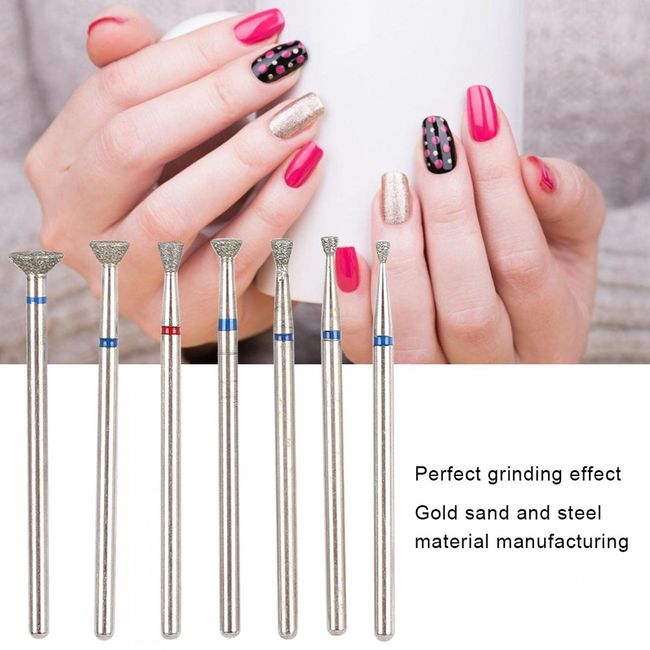 NEW Pink Diamond Nail Drill Bit Set ! ( 7pcs Nail Drill Bits for Acryl