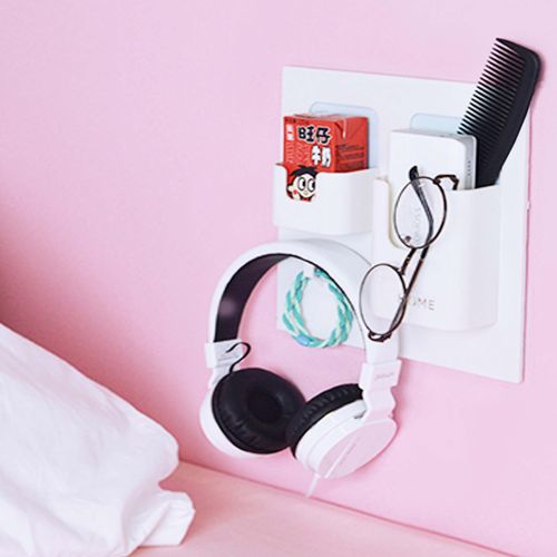 Easy Eco Life 3 tier, Bedside Shelf Accessories Organizer- Wall Mount Self Stick on,Ideal for Glasses,Remote,Earphone, Cell Phone Charger,Manicure Kit