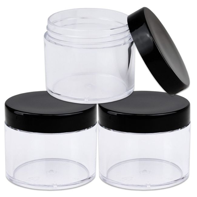 24 Pieces Clear Plastic Round Storage Jars Wide-Mouth Plastic Containers  Jars with Lids for Storage Liquid and Solid Products (Transparent Lid, 2 oz)