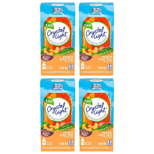 Crystal Light On The Go Peach Tea, 10-Count Boxes (Pack of 4)
