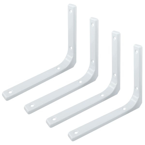 4 PCS Heavy Duty Shelf Bracket,L Shape Right Angle Bracket (White, 150mm×125mm)