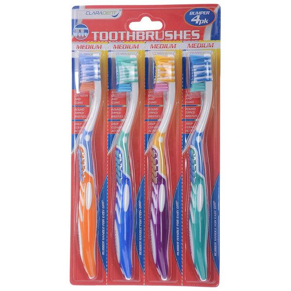 Claradent 4 Pack Toothbrushes - Bumper Family Pack