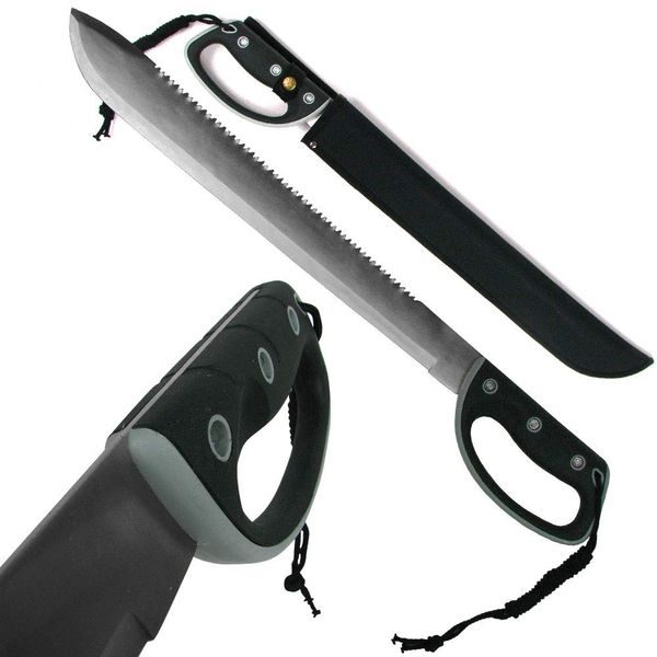 SZCO Supplies Full Tang 24.75 Inch Rubber Grip Machete with Sheath Sword