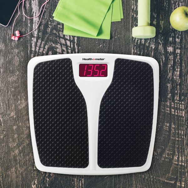 Digital Body Weight Scale, Black and White, 350lb Capacity,9 V battery included