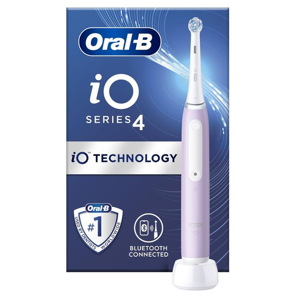 Oral-B iO4 Electric Toothbrushes For Adults, Gifts For Women / Men, 1 Toothbrush Head, 4 Modes With Teeth Whitening, UK 2 Pin Plug, Lavender