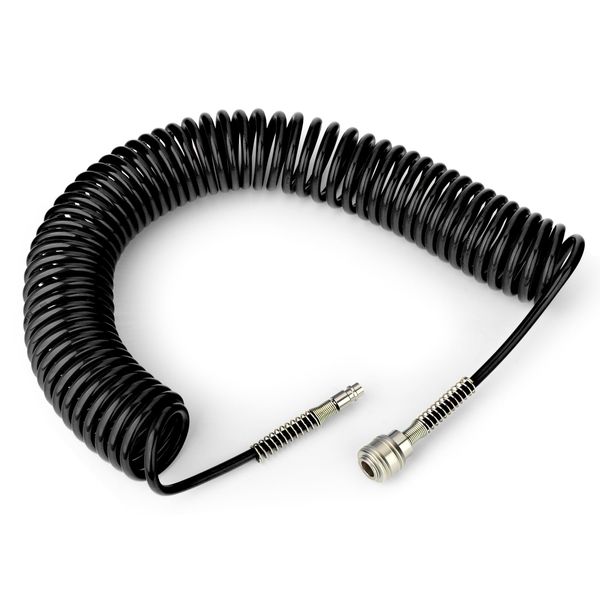 ERGAOBOY 1Pcs 8mm Polyurethane Air Compressor Hose, 10m Black Retractable Hose, Quick Coupler