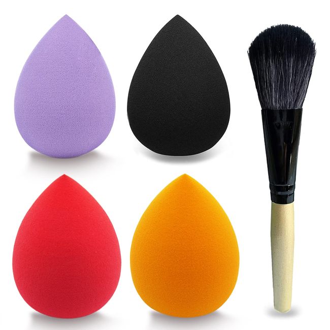 Mocarheri 4 Stück Make up Schwamm Set, Weicher Schwamm für flüssige Grundierung, Cremes und Puder, latexfreies nasses, trockenes, Make up Schwämme (Orange/hellpurpur/rot/schwarz)