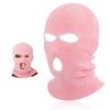 BBTO Knitted Balaclava with 3 Holes Full Face Cover Winter Full Face Balaclava, pink