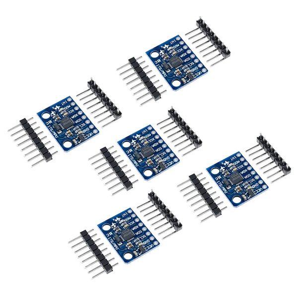 Aideepen 5pcs GY-521 MPU-6050 MPU6050 3-Axis Accelerometer Gyroscope Module 6 DOF 6-Axis Acceleration Sensor DIY Kit Compatible with 16-bit AD Converter Data Output IIC I2C [DC 3-5V]