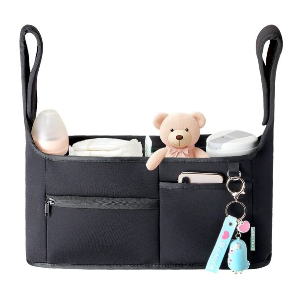 Vanleestar Stroller Organizer, New Fabric Design, Holds 2 Cup Holders for Baby Products, Multiple Pockets for Storing Diapers and Toys, Suitable for All Off-Road Models