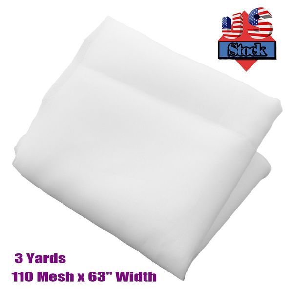3 Yards 110 Mesh x 63" Width Silk Screen Printing Fabric Mesh White Color