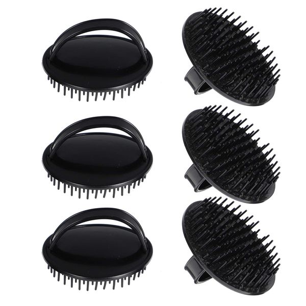 FRCOLOR 6 Pack Hair Scalp Massager Shampoo Brushes Hair Scrubber Head Massager Cleaning Brush for Wet and Dry Hair (Black)