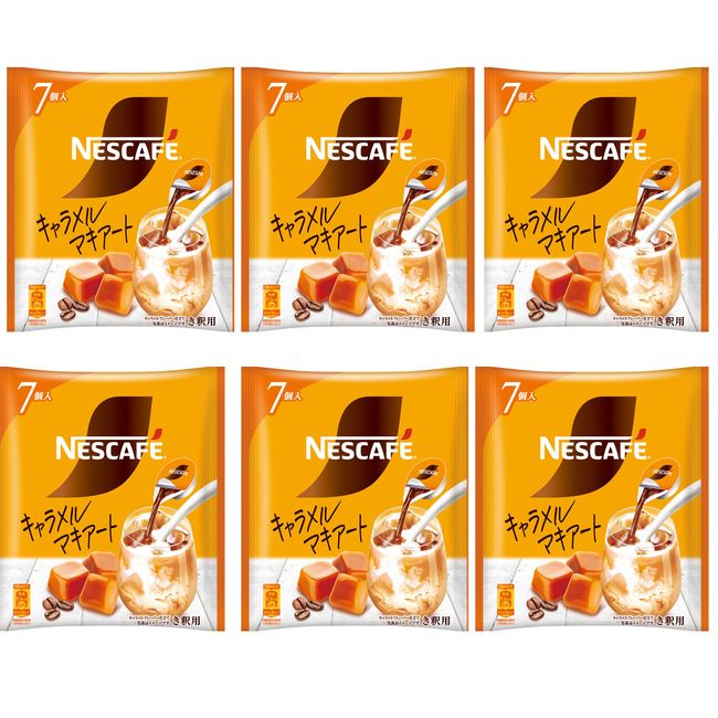 Nescafe Gold Blend Luxury Caramel Macchiato Potion Coffee, 7 Pieces x 6 Bags