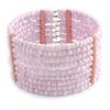 Avalaya Light Pink Glass Bead Flex Cuff Bracelet - Medium