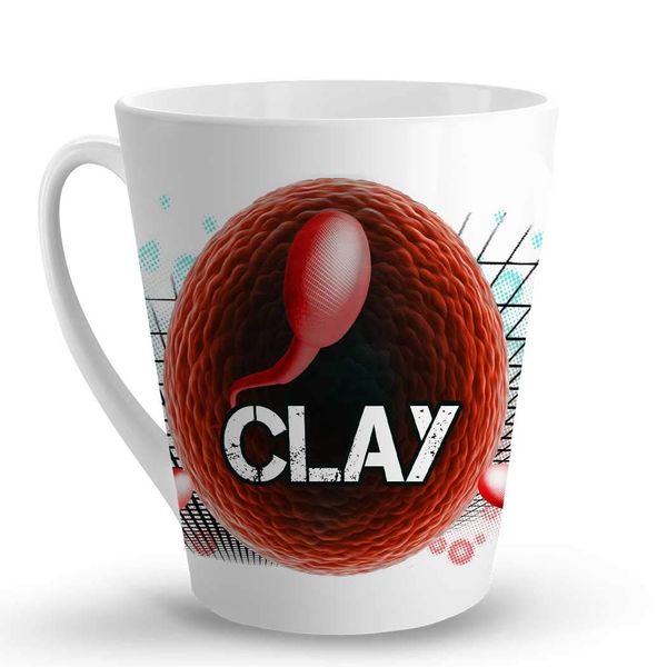 Makoroni - Clay Name - 12 Oz. Unique Ceramic Coffee Cup, LATTE MUG