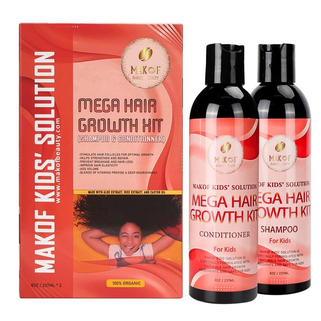 MAKOF HAIR GROWTH SHAMPOO & CONDITIONER FOR KIDS. Blend of Naturals oils for Healthy hair. Suitable for All Types of Hair.
