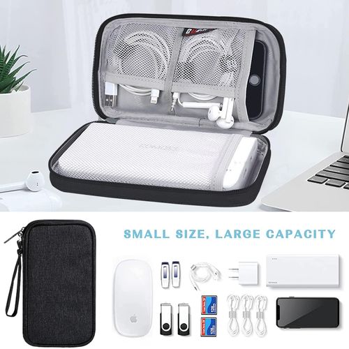 NEUSID Small Travel Cable Organiser Bag, Cable Pouch, Electronics Accessories Organizer Carry Bag, Cord and Gadget Storage Bags for Cables, Power Bank, USB Drive, Charger, Earphone, Hard Disk, Black