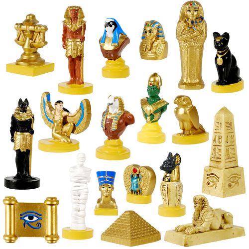 19 Pcs Egyptian Figurines Set Ancient Egypt Ancient Egyptian Decor Pyramid Mummy Pharaoh Anubis Statue Egyptian Decor Egyptian Gods for Home Decor