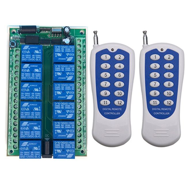 DC 12V 1000M 6-Channel Wireless Remote Control Switch White Blue