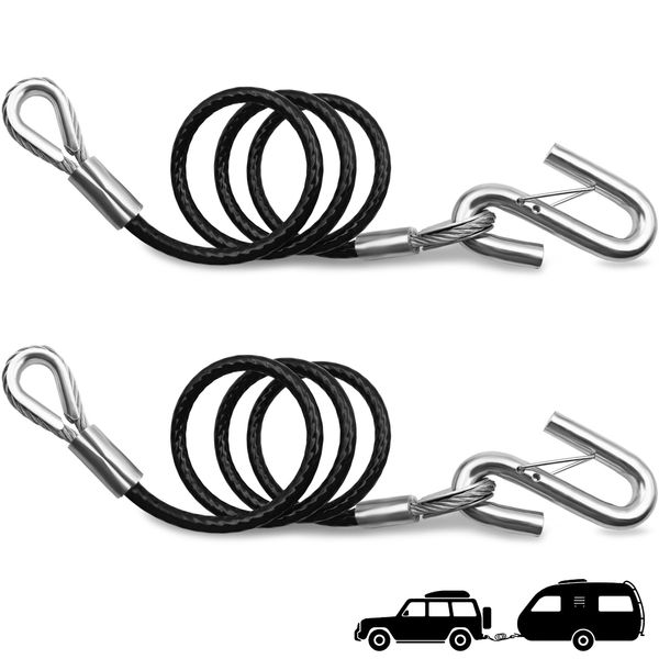 VIVBOO 44" Trailer Safety Cables with Hooks Tow Straps 2-Pack Safety Chains Towing Trailer 5000 Lbs Break Strength Boat Trailer Safety Chains with Hooks for Ultimate Security