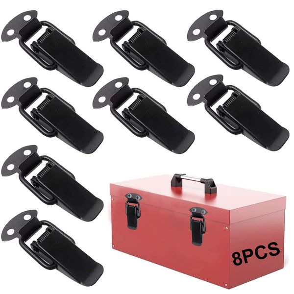 Spannverschluss 8 Stück Hebelverschluss Kistenverschluss Edelstahl Verschluss Haspe Gegenhaken Klammer Metall Eisenwaren Schloss Umschalten Verriegeln Für Case Box Toolbox Schublade Schrank Schwarz