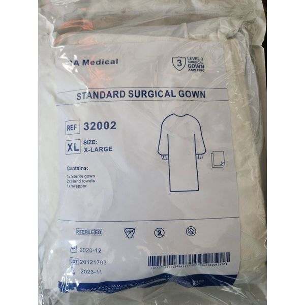 3A Medical Standard Surgical Gown Lvl 3 Surgical Gown Size XL  Cuffed + TOWELS