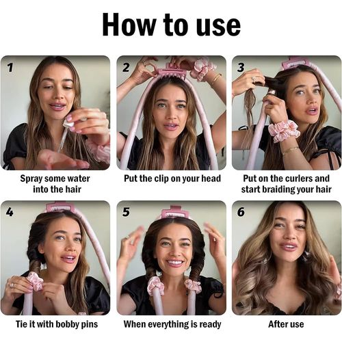 Curls Without Heat, Purple Curlers Overnight Heatless Curls Band Non-Slip Heat Free Curling Iron with Hairpin Wave Formers Hair Curls Overnight, DIY Hairstyle Set for Long Medium Hair