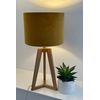 Mustard Yellow Velvet Botanical Ochre Monkey Drum Lampshade