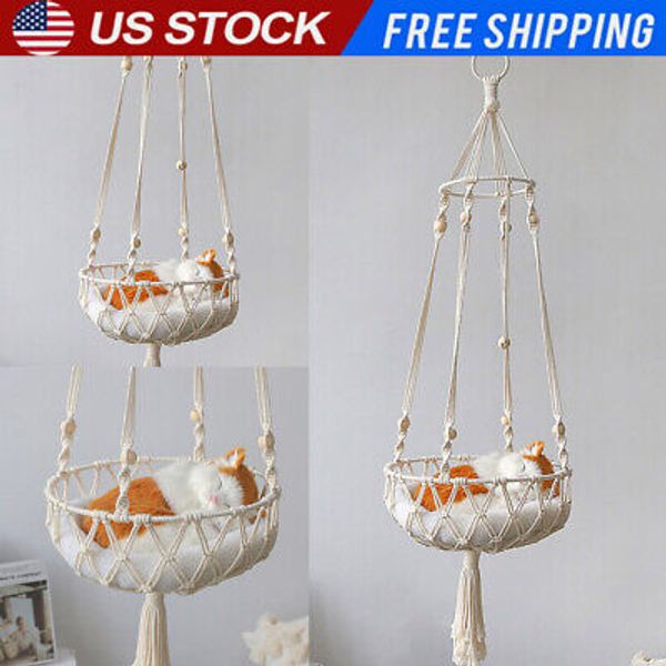 USA Macrame Cat Hammock Large Lace Cat Hammock Hanging Swing Pet Bed for Kitten