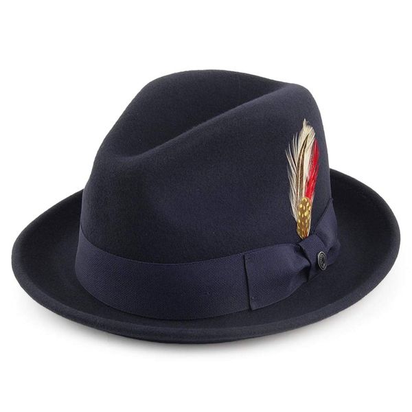 Jaxon & James Crushable Blues Trilby Hat - Navy Blue M